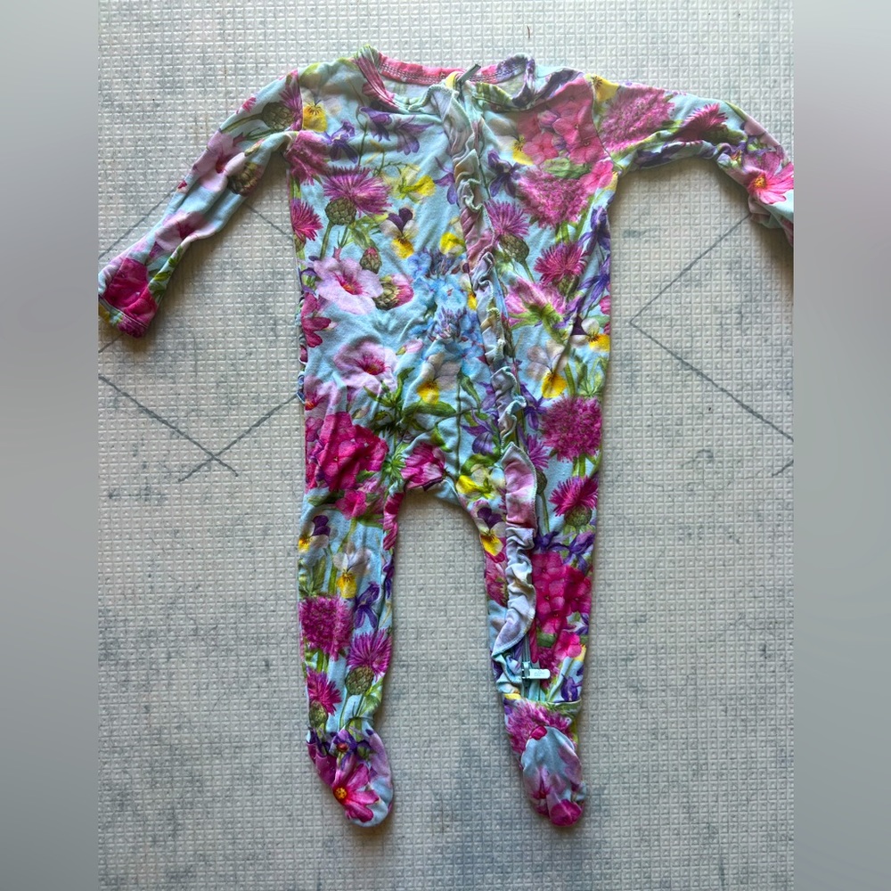 Posh Peanut Newborn floral ruffle pajamas